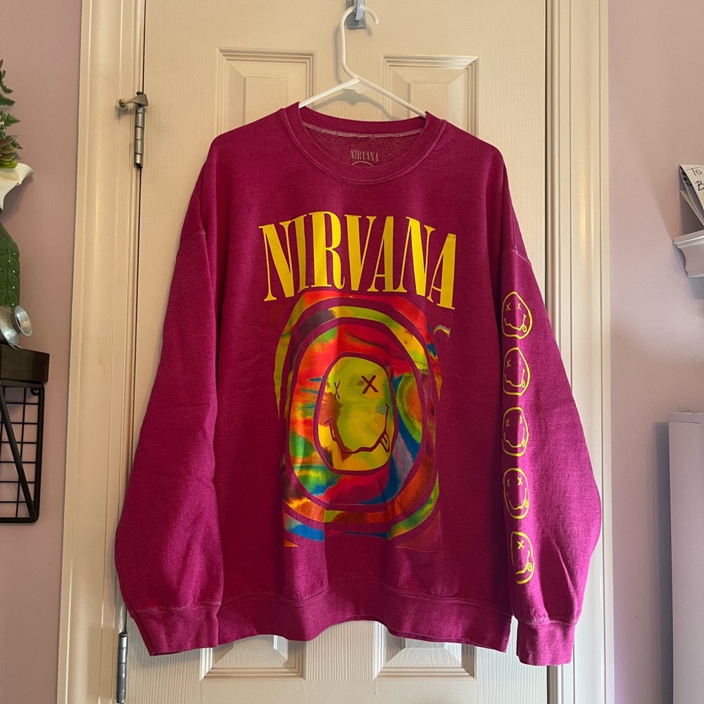 urban outfitters pink nirvana sweatshirt size s/m